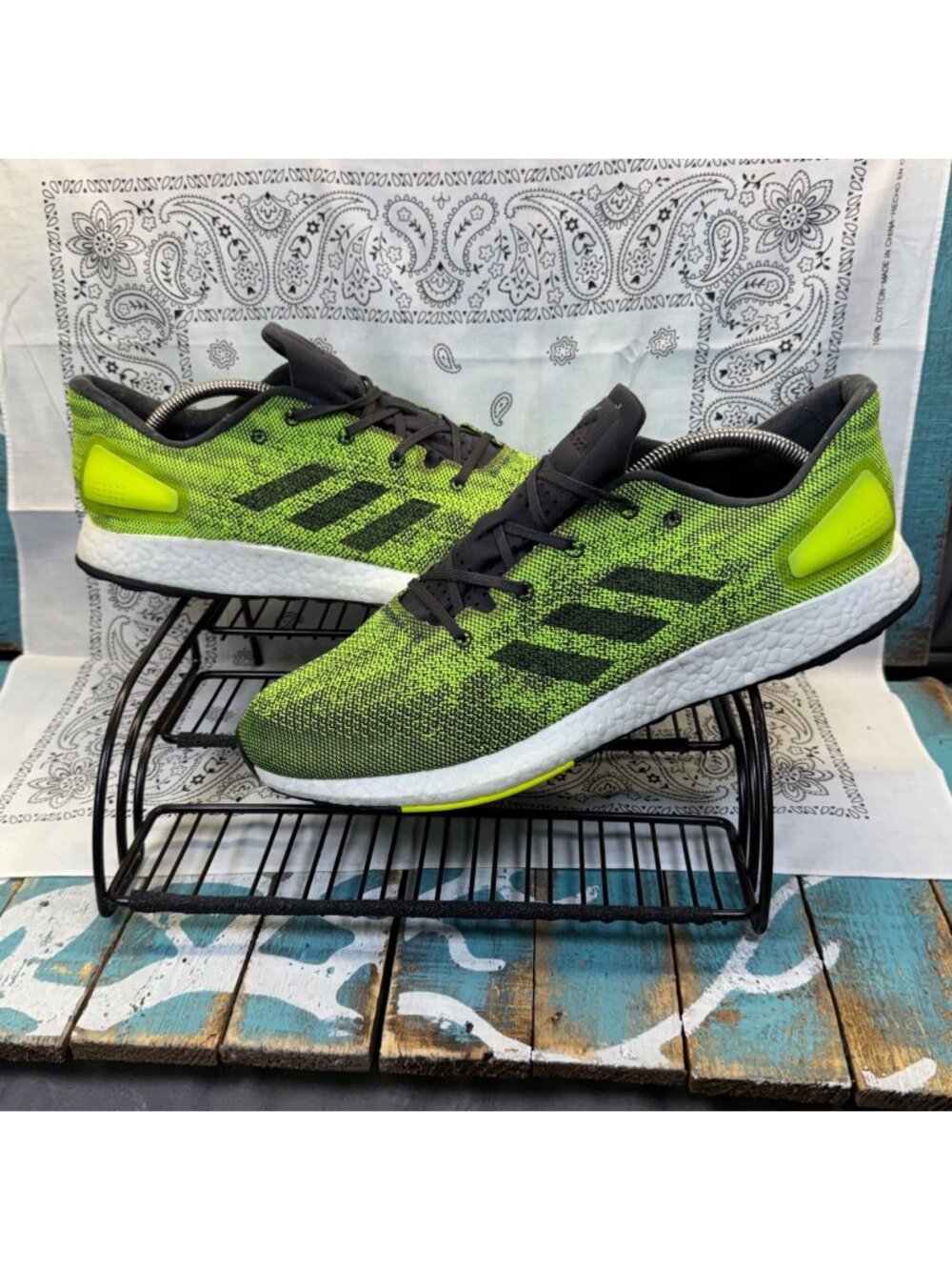 Adidas Pure Boost DPR Utility Black Solar Yellow Athletic Shoes Mens Size 13 EUC